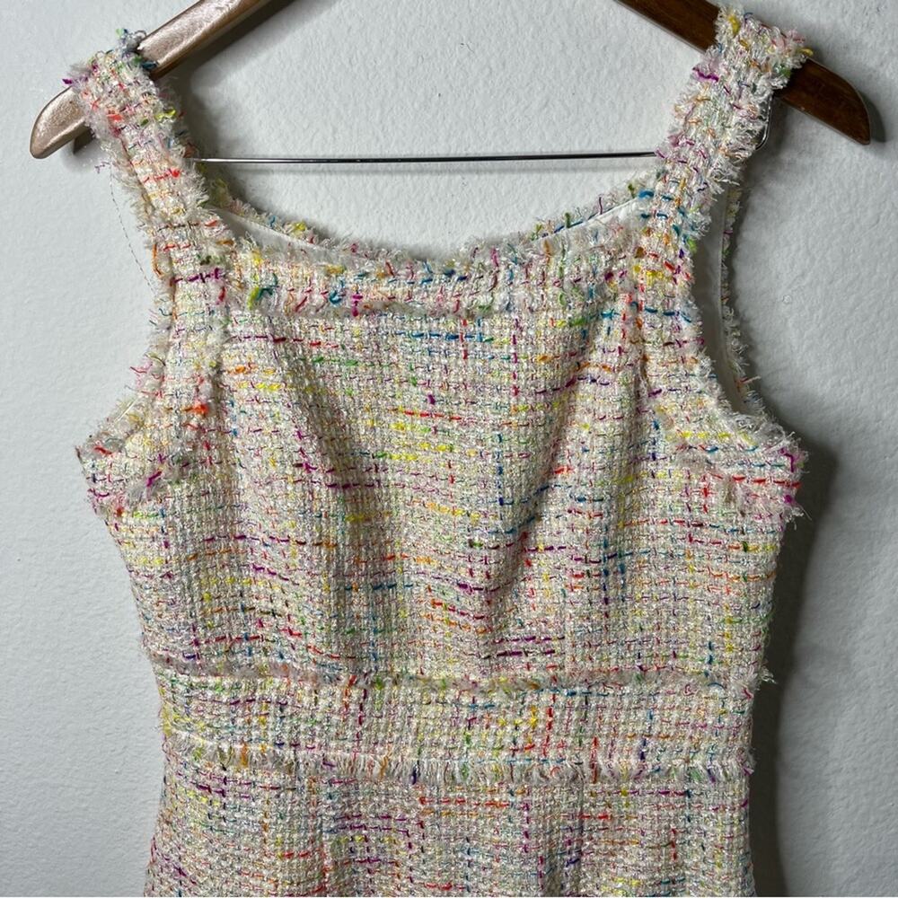 Theia Colorful Multi Tweed Sheath Dress Sleeveless Womens Size 10 - Picture 3 of 9